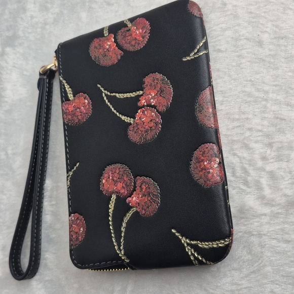 Coach Black Wristlet with Red 🍒 Design - Picture 4 of 11